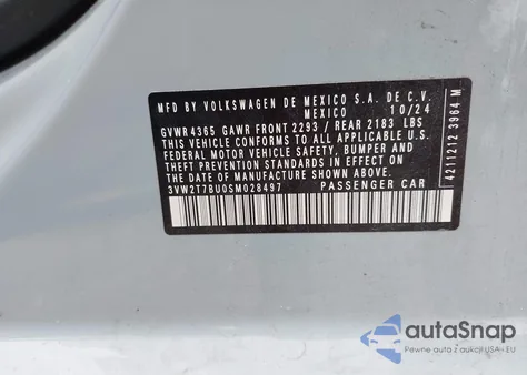 2025 Volkswagen Jetta Gli 2.0T Autobahn z USA, uszkodzony, nr VIN 3VW2T7BU0SM028497